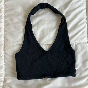 Black Surplice Crop Top Bra Size XS